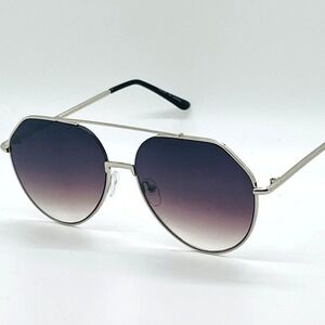 Sunglasses Silver Frame Black Gradient Lens Fashion Eyewear Driving Shades Trend